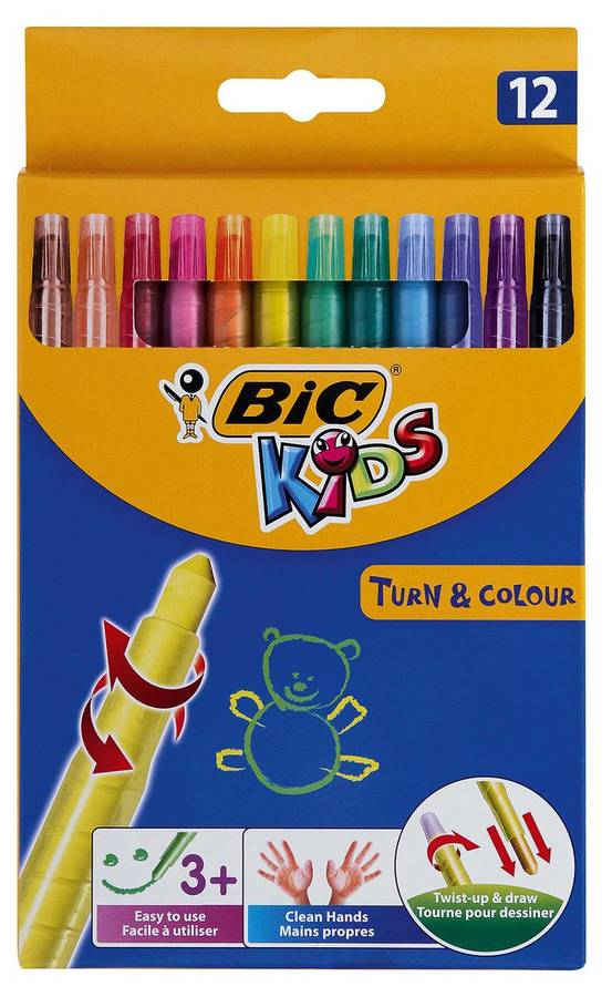 BIC Kids Turn & Colour Crayons 12's