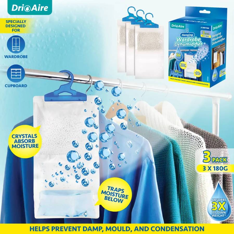 Dri Aire 3PC Hanging Wardrobe Dehumidifier