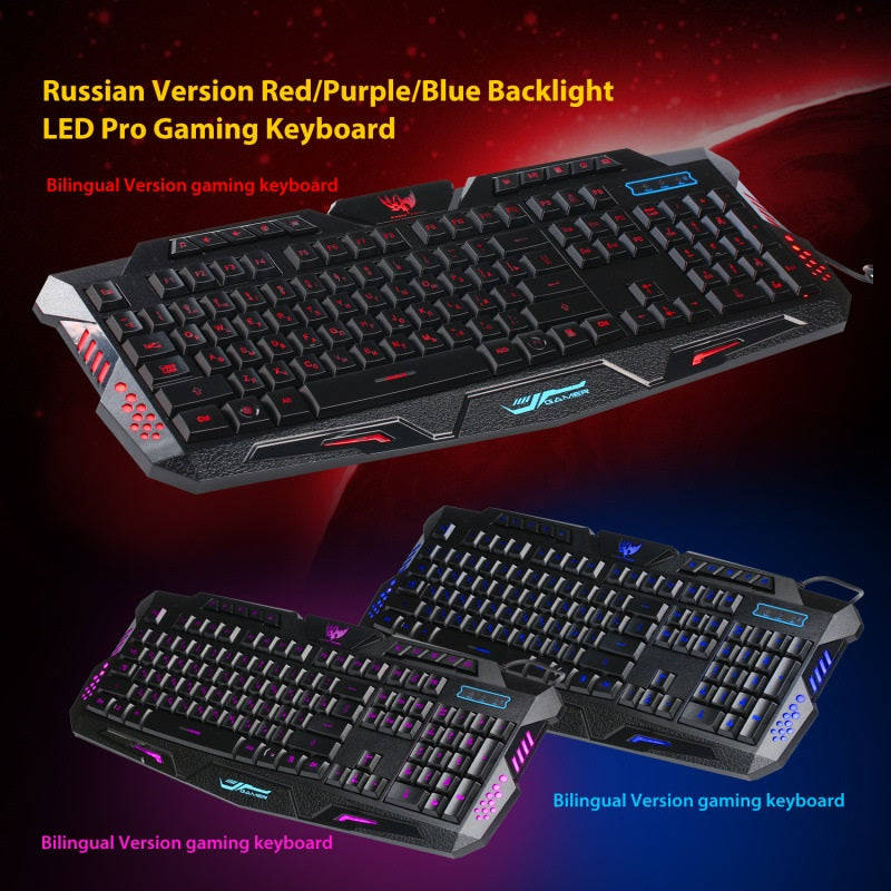 HXSJ A877 Tricolor Backlit Wired Keyboard