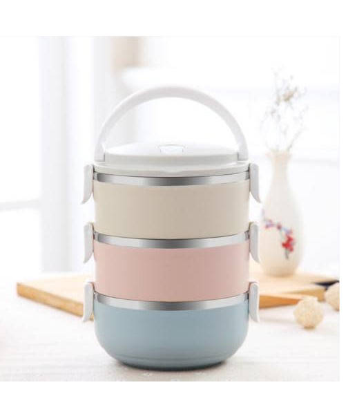 3 Layer Stainless Steel Lunch Box with Thermal Food Insulated Container