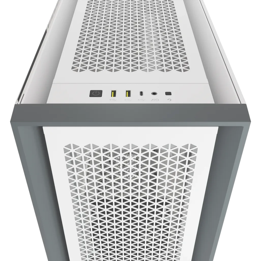 5000D Airflow Tempered Glass Mid-Tower; White - 4x3.5''; 2x2.5''; Up to 360mm Liquid Coolers - AT...