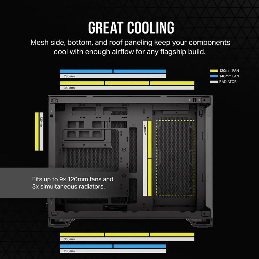 2500D AIRFLOW Micro ATX Dual Chamber PC Case; Black