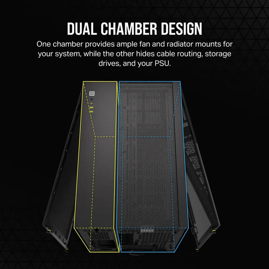 2500D AIRFLOW Micro ATX Dual Chamber PC Case; Black