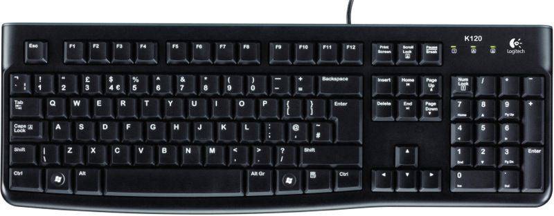 Logitech K120 Wired Keyboard, USB Plug-and-Play, Full-Size, Spill Resistant