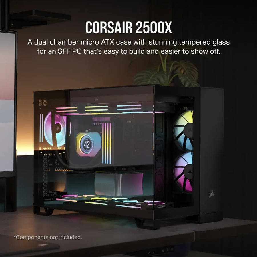 2500D AIRFLOW Micro ATX Dual Chamber PC Case; Black
