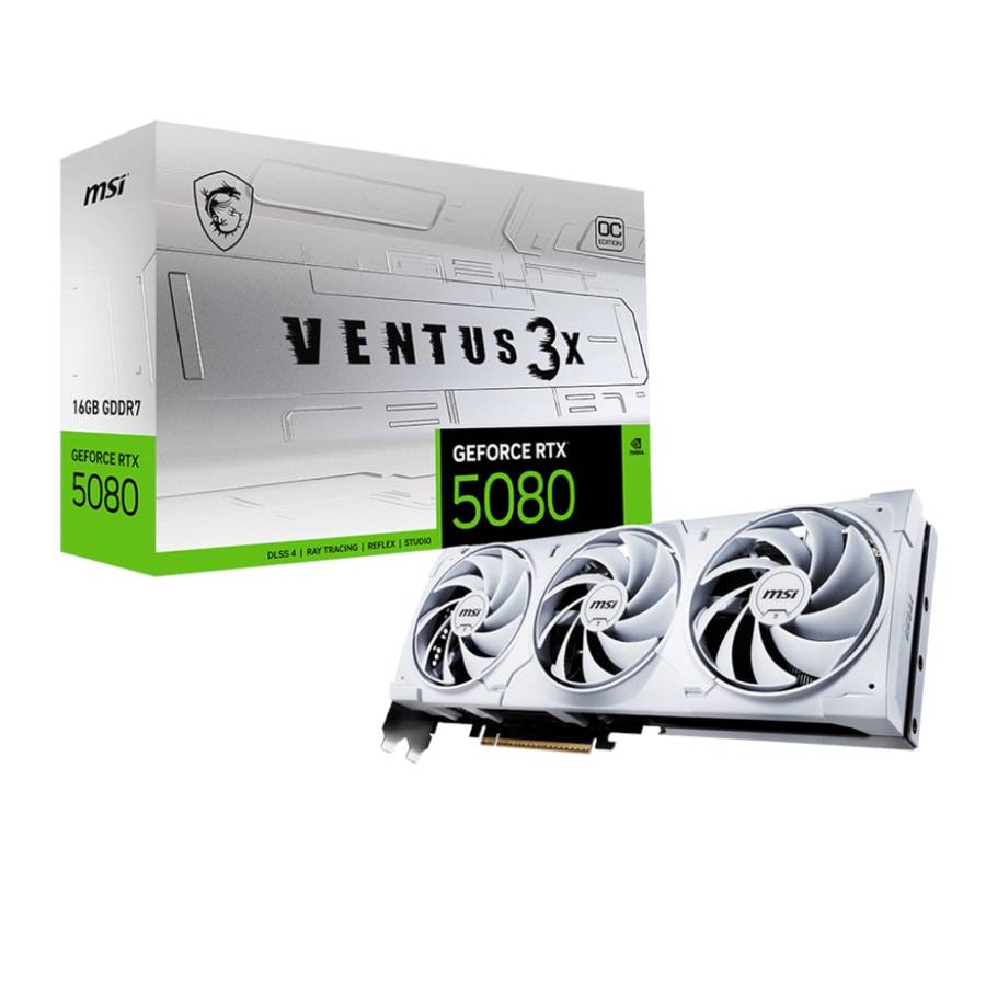 MSI GeForce RTX 5080 VENTUS 3X OC 16GB GDDR7 Graphics Card  White