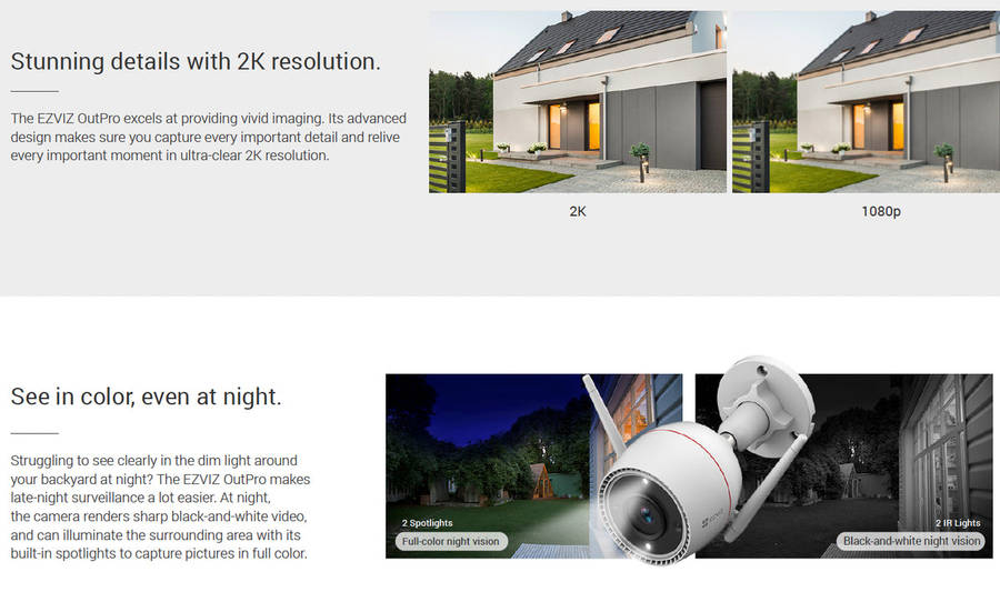 EZVIZ OutPro 2K AI WiFi Security Camera & Hikvision 64GB Micro SD Card (UNBOXED DEAL)