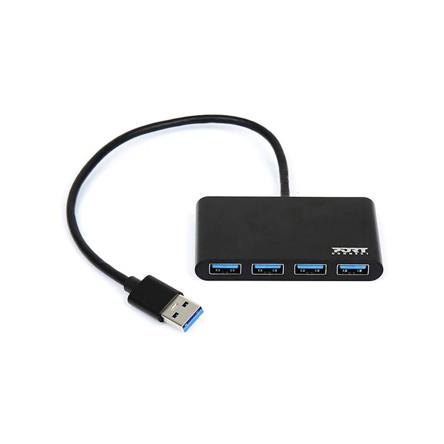 PORT 4 PORT HUB - USB3.0 - PLUG AND PLAY - BLACK