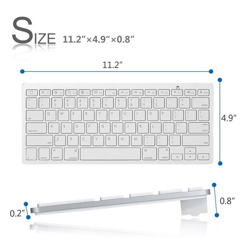 Ultra-slim Wireless 3.0 Bluetooth Keyboard For PCs, Apple Series & Android Devices - White
