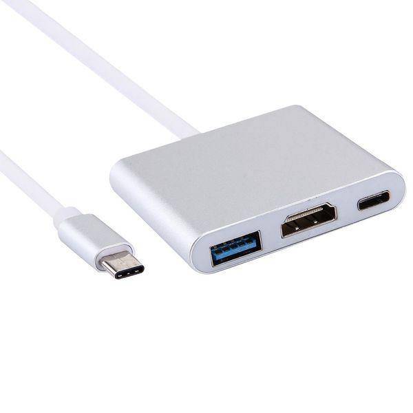 Aluminum Usb-c to Hdmi 3.1 Converter HDMI/USB 3.0/TypeC For macbook- SIlver