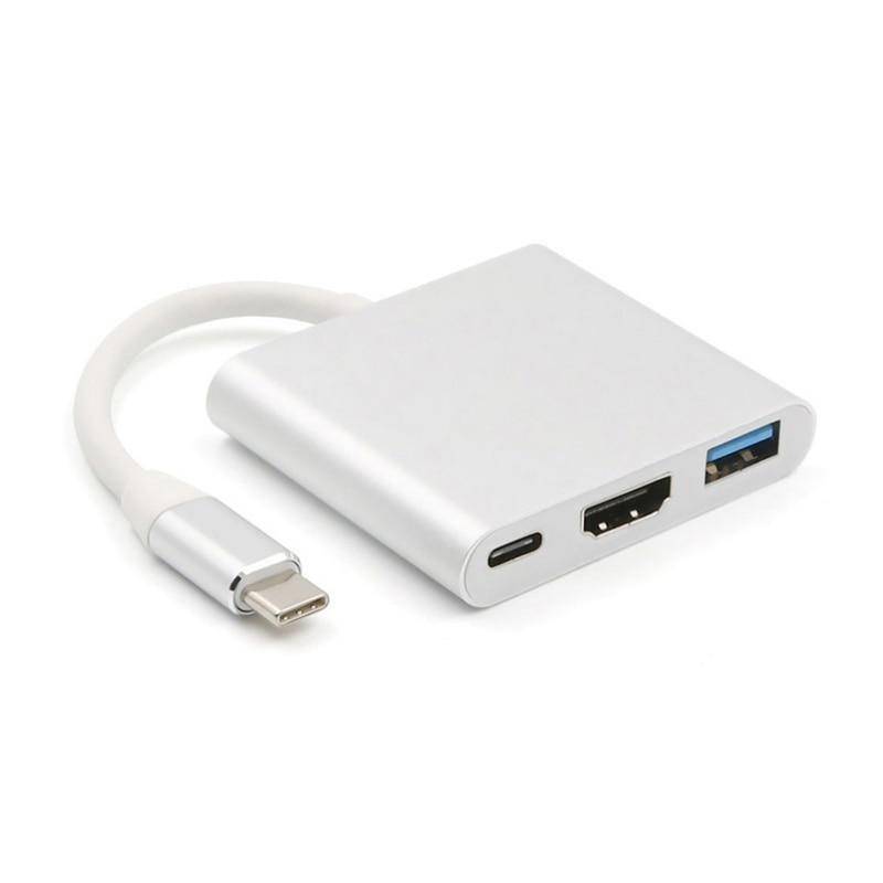 Aluminum Usb-c to Hdmi 3.1 Converter HDMI/USB 3.0/TypeC For macbook- SIlver