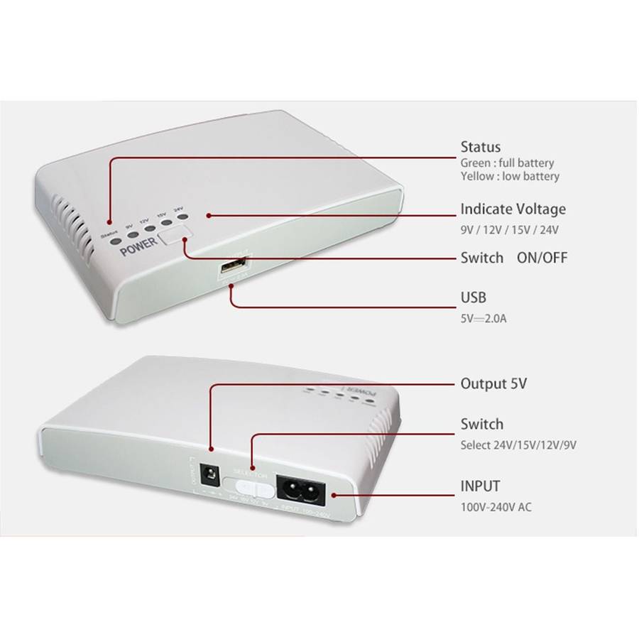 Mini UPS Backup power supply 12000MAH - Wifi Router Ups 9V/12V/15V/24V