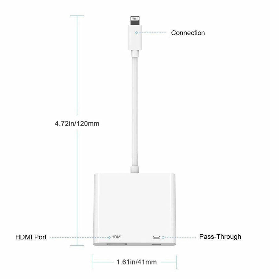 Iphone Digital AV to HDMI Adapter with Lighting Charging Port For HDTV Monitor Projector 1080P Fo...