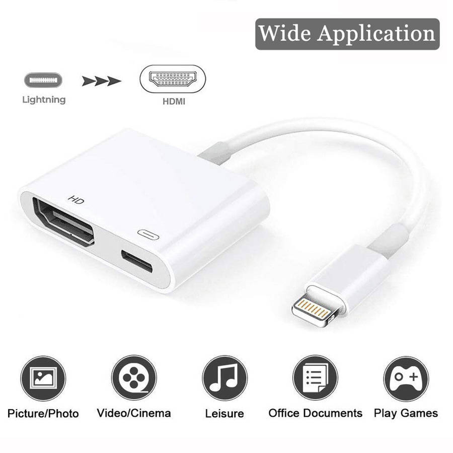 Iphone Digital AV to HDMI Adapter with Lighting Charging Port For HDTV Monitor Projector 1080P Fo...