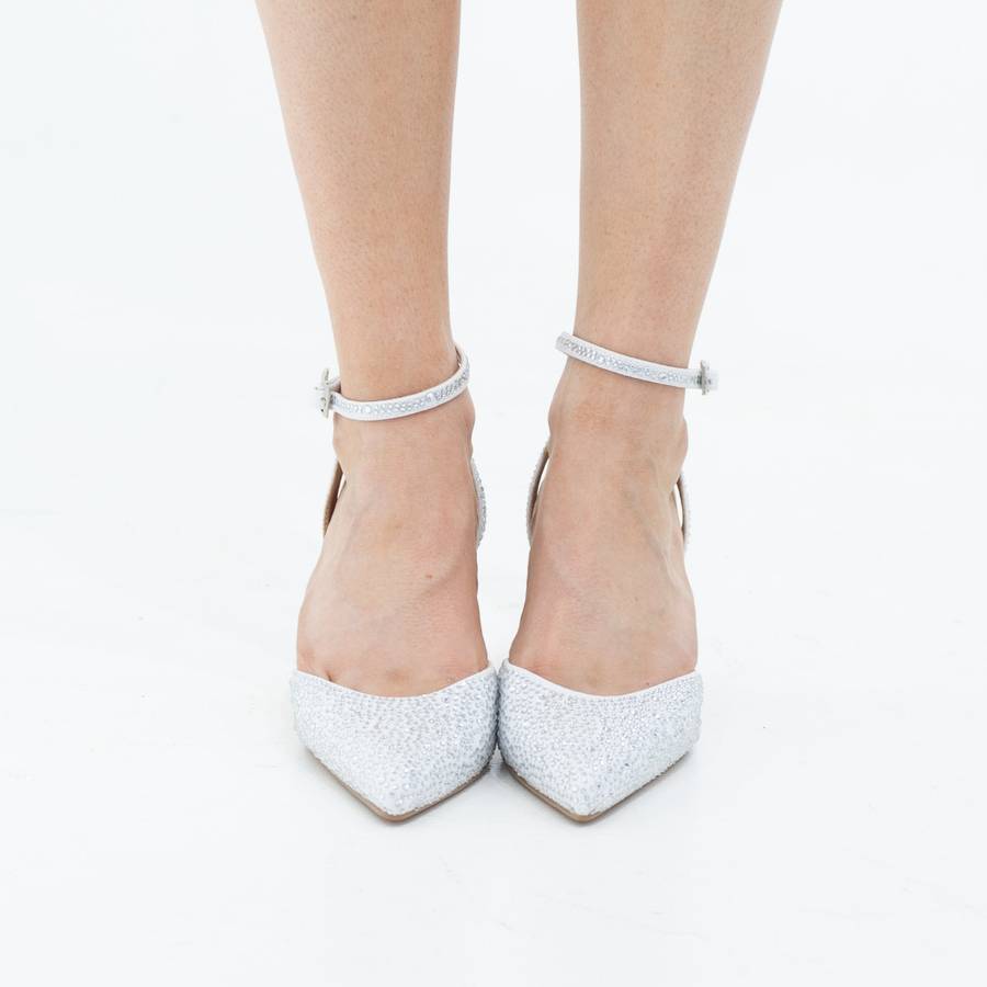 Adweta diamante open waist pointy on 7.5cm 2 circ heel white