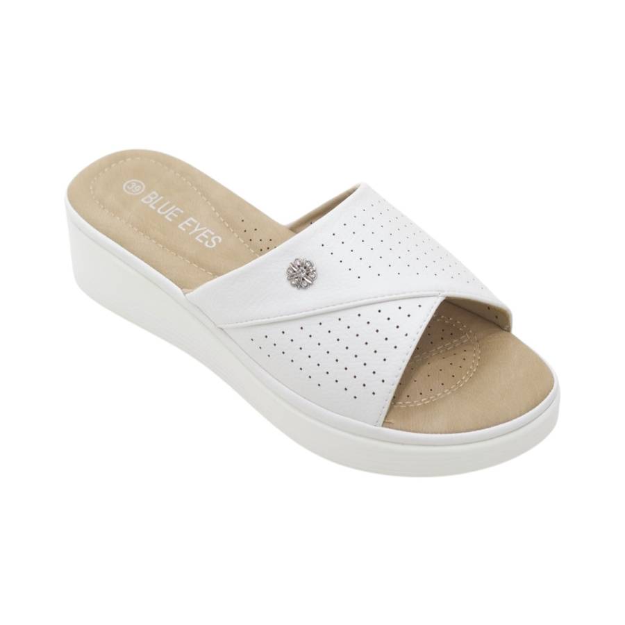 Potsi slip-on wedge sandals with cross-strap