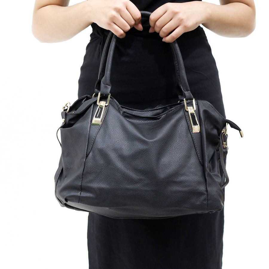 Elpine spacious black handbag with dual carry options