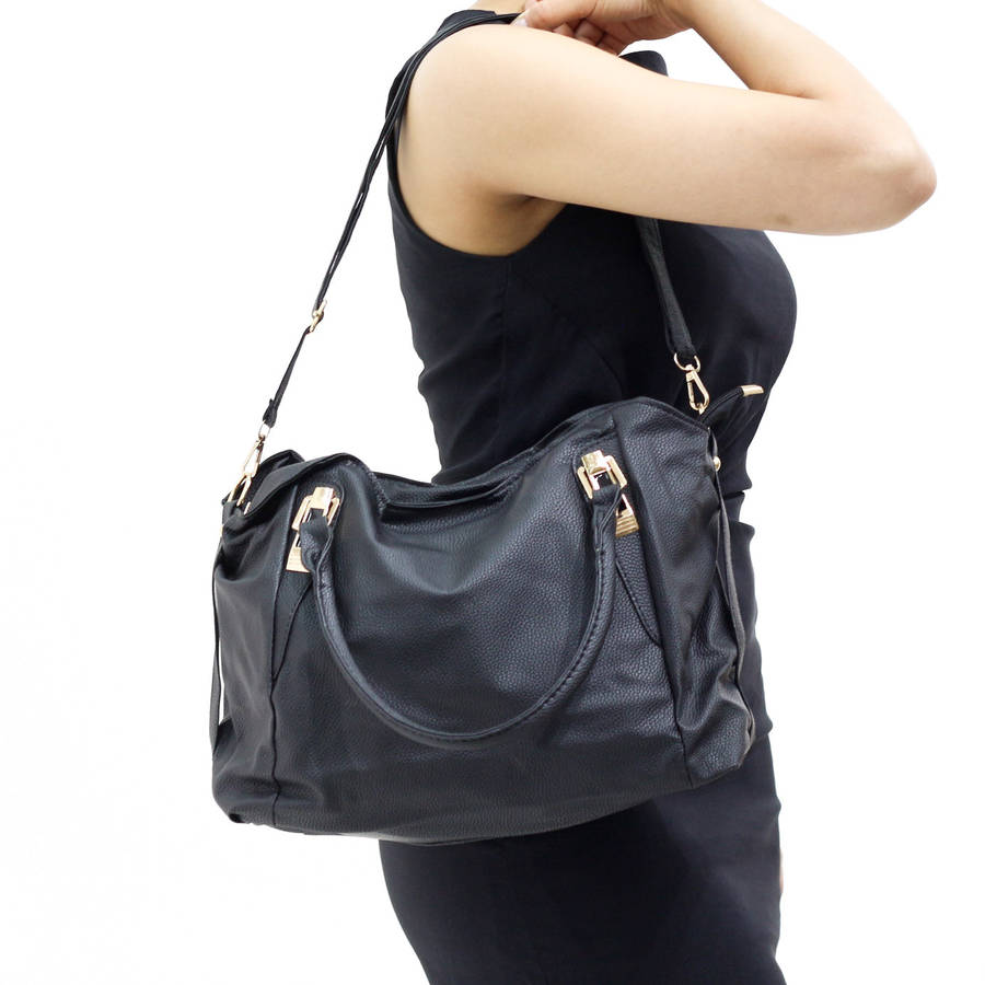 Elpine spacious black handbag with dual carry options