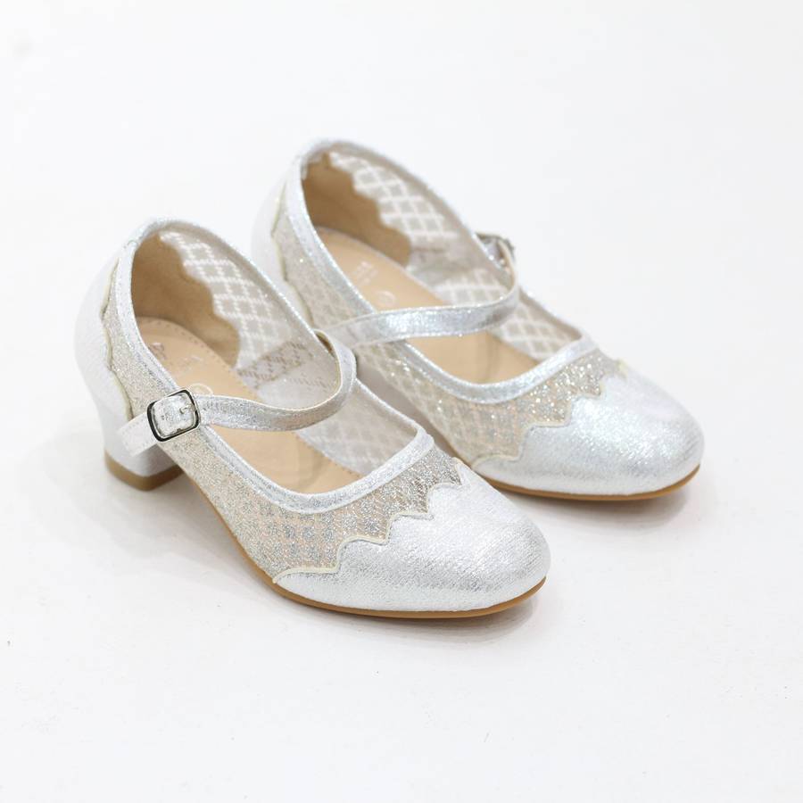 Song elegant shimmer strap girl pumps