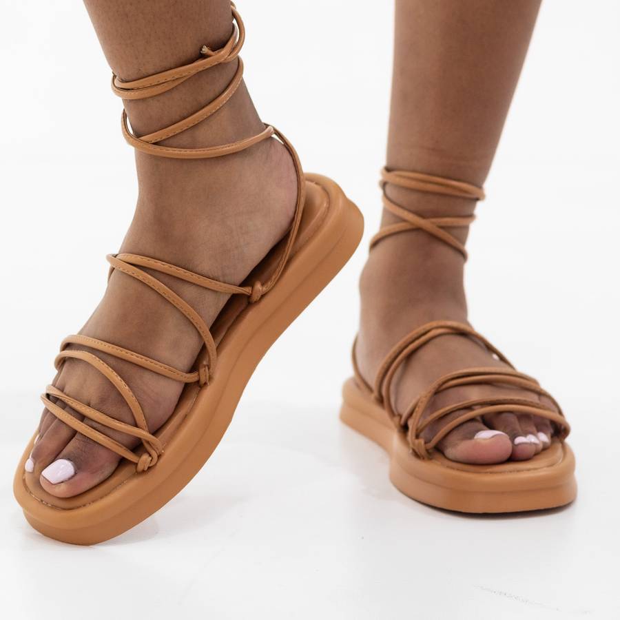 Ulka strappy flat foam sandal camel