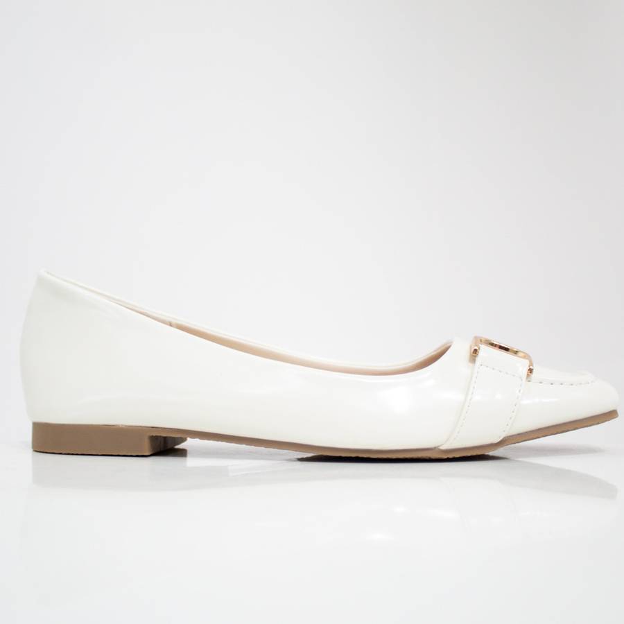 Myra gold DG trim faux leather pump shoe white