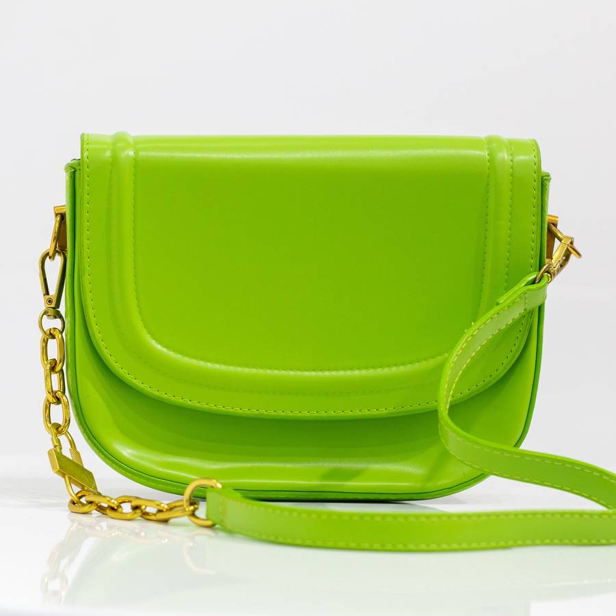 Quentin faux leather saddle bag green