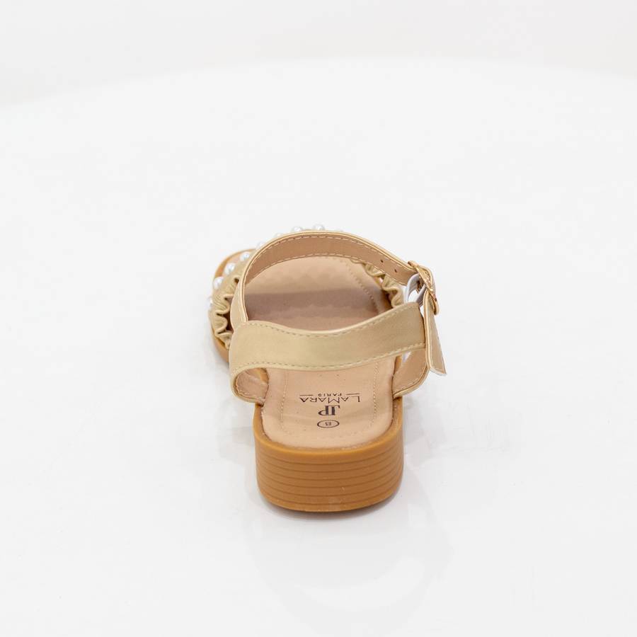 Kaila infants girls ankle strap weaved sandals gold