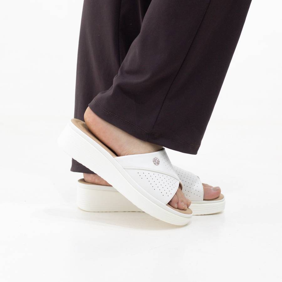Potsi slip-on wedge sandals with cross-strap