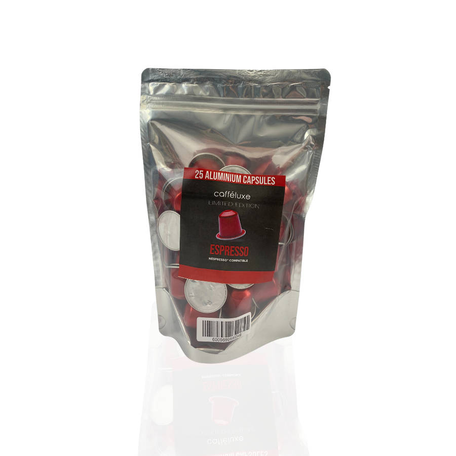 Caffeluxe Espresso | 25 Aluminium Coffee Capsules | Nespresso Compatible
