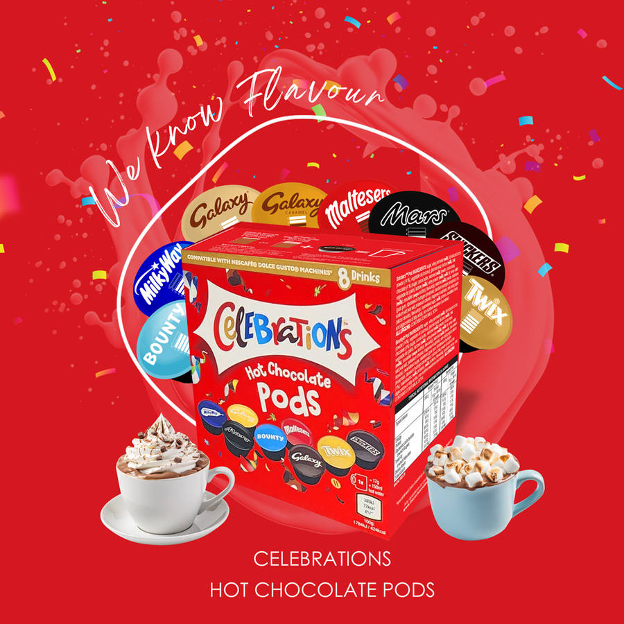 Mars Celebrations Hot Chocolate | 8 Capsules | Single Serve | Dolce Gusto Compatible