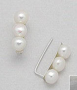 Solid 925 Sterling Silver earring set with real pearls