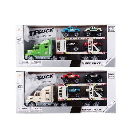Vehicle Playset Truck and Trailor with 4 Cars for Kids Ages 3+