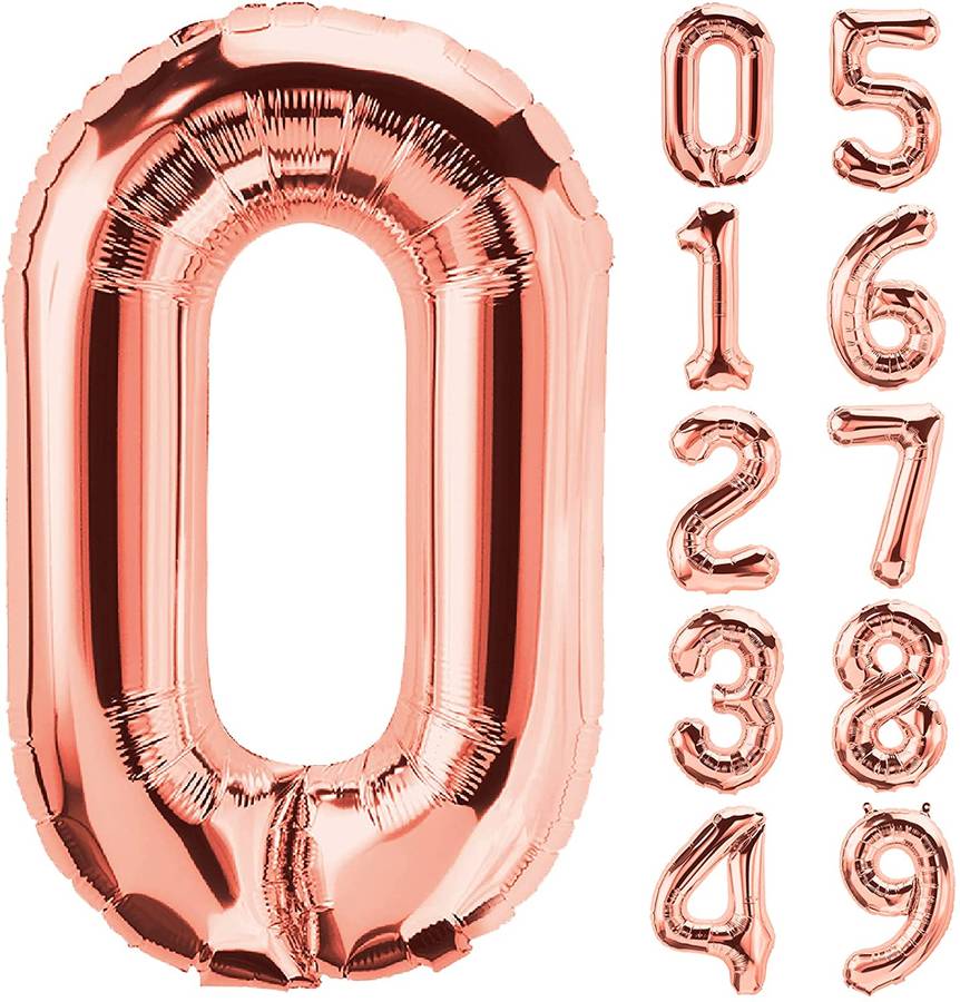 Rose Gold Foil Balloon Helium - Birthday Party Decoration, Anniversary Numbers 0 to 9 ... - Number 4