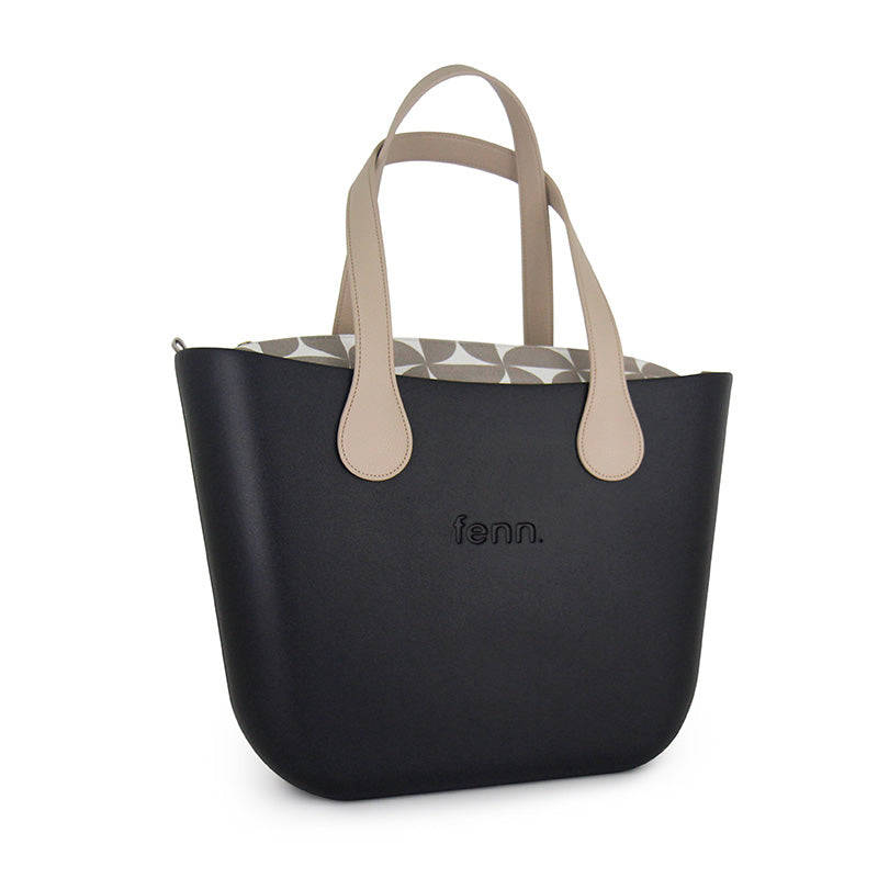 Fenn Original Collection  Black  Pattern Inner  Gold Zip  Light Stone Flat Handle