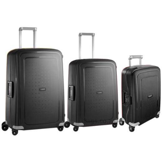 Samsonite SCure 3 Piece Set Black + 2 Free Luggage Gloves DUO 2.0