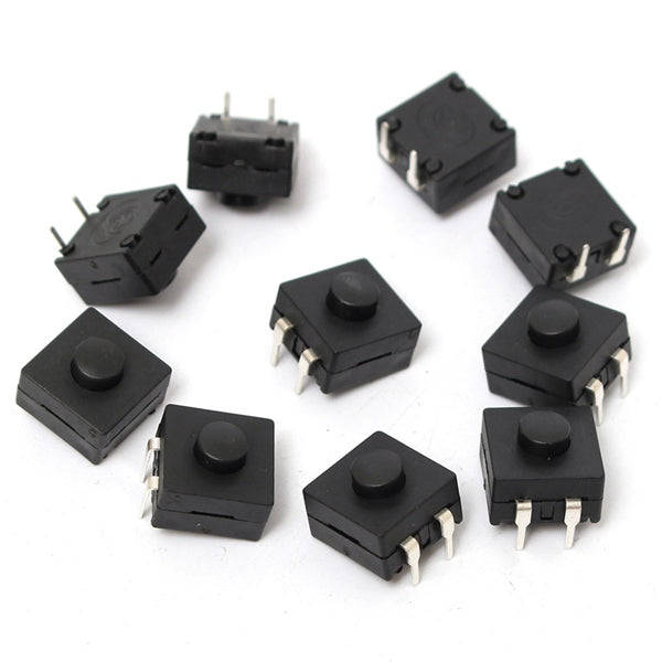 10Pcs DIP PCB Mini Latching Tactile Tact Push Button Switch 12x12x9mm