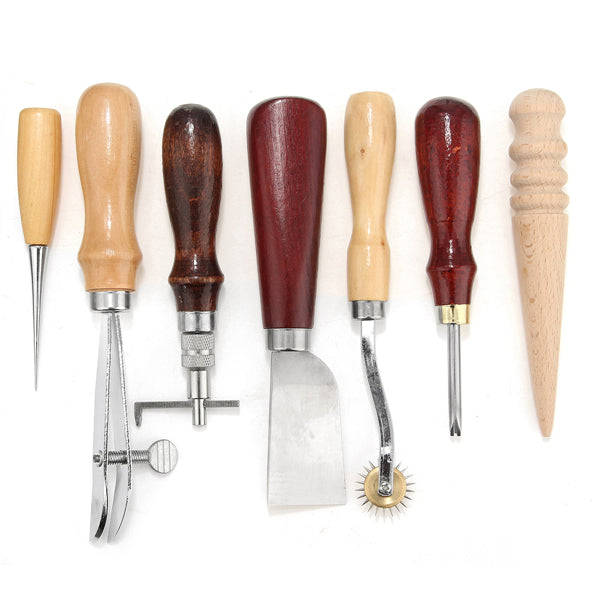 7pcs Leather Craft Tool Hand Cutter Stitching Sewing DIY Leather Tools Kit