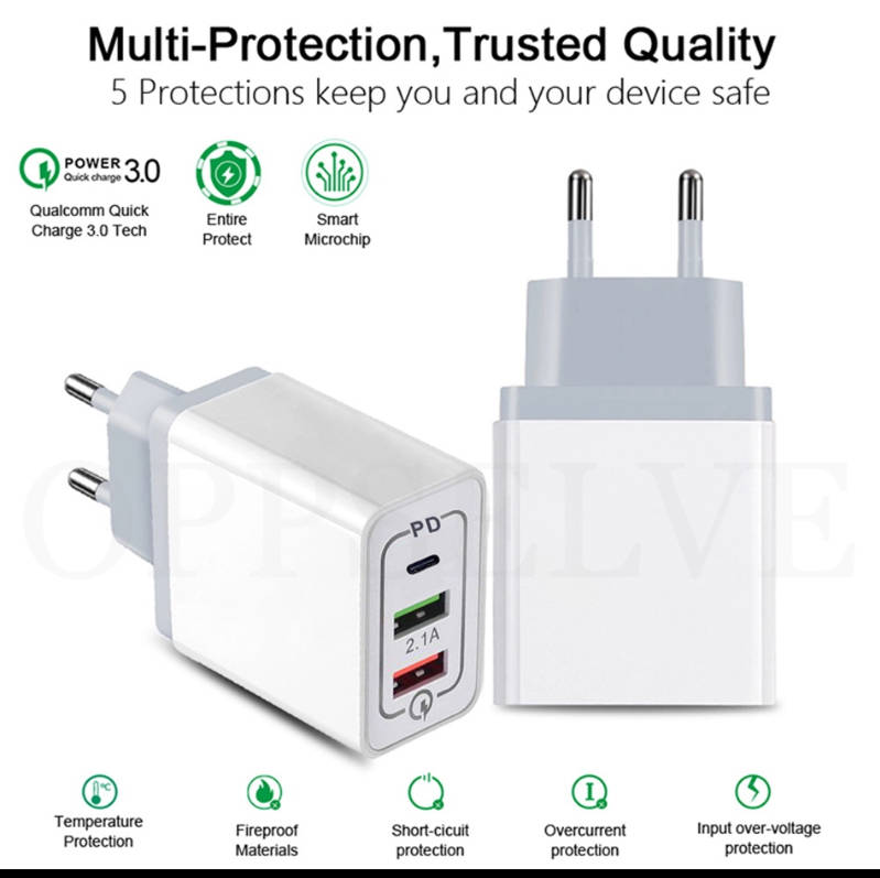 30W Multi PD Fast Charger Iphone 11 USB Charger for Samsung iPhone Huawei Tablet