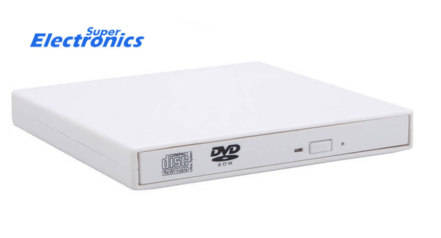 High-Speed CD-RW 24x USB External DVD Optical Drive for Computer and Laptop - WHITE