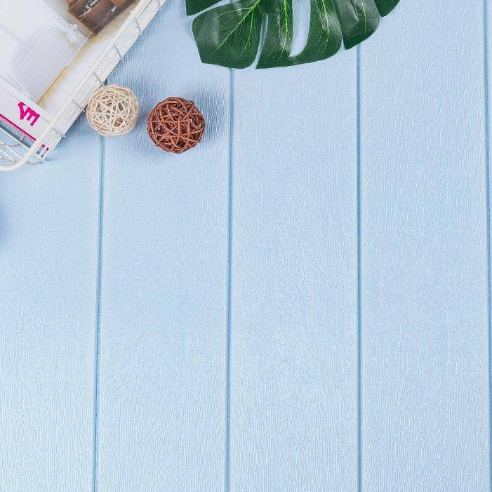 3D Wooden Wall Foam Sticker - Baby Blue