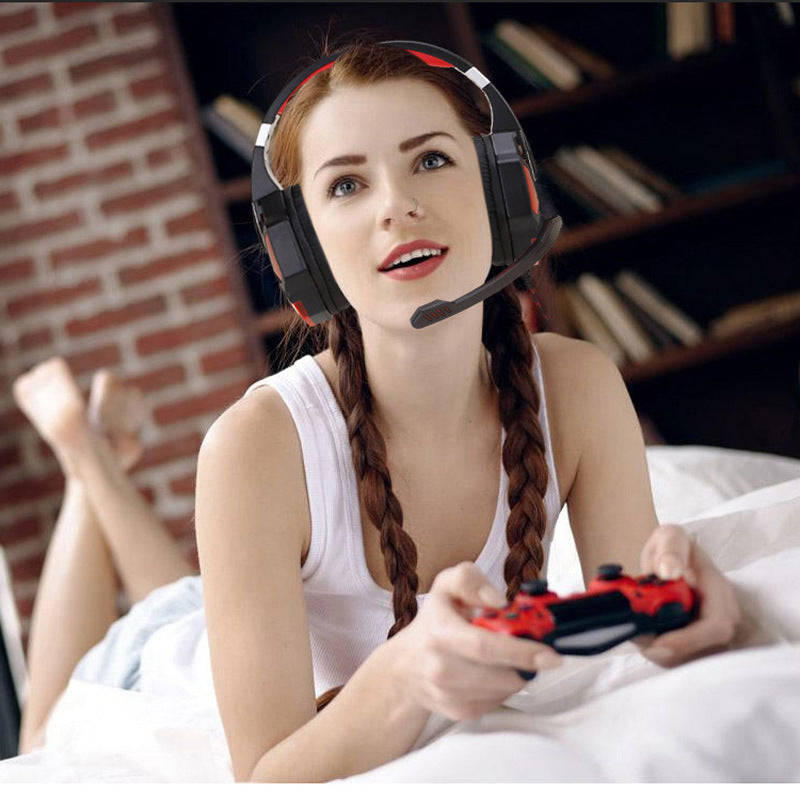 Gaming Computer Headset Bass Sound Stereo Wired Headphones With Microphone Volume Control For PC ...