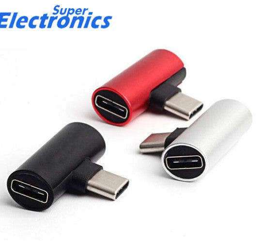 Type C to 2Type C Adapter 2in1 Charging and Audio - Silver