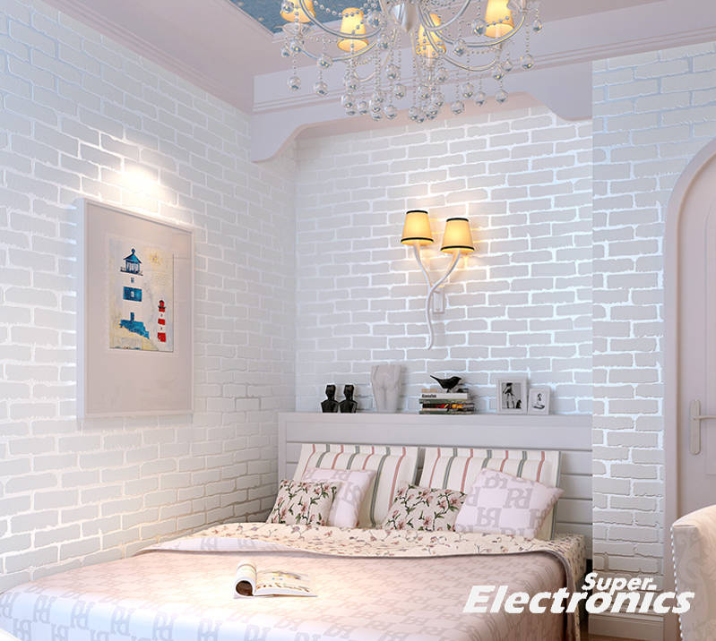 3D Vintage Brick Wallpaper 10m x 53CM - White