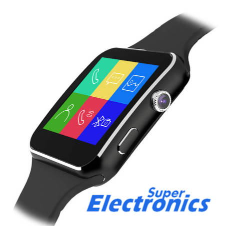 X6 smart watch with touch screen camera support SIM TF card Bluetooth Smartwatch - Black