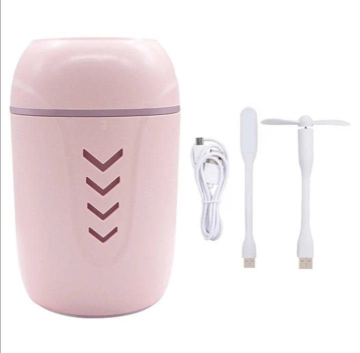 200ml 3 in 1 Fresh Air Mist Humidifier USB Powered LED Night Light Mini Desk Fan