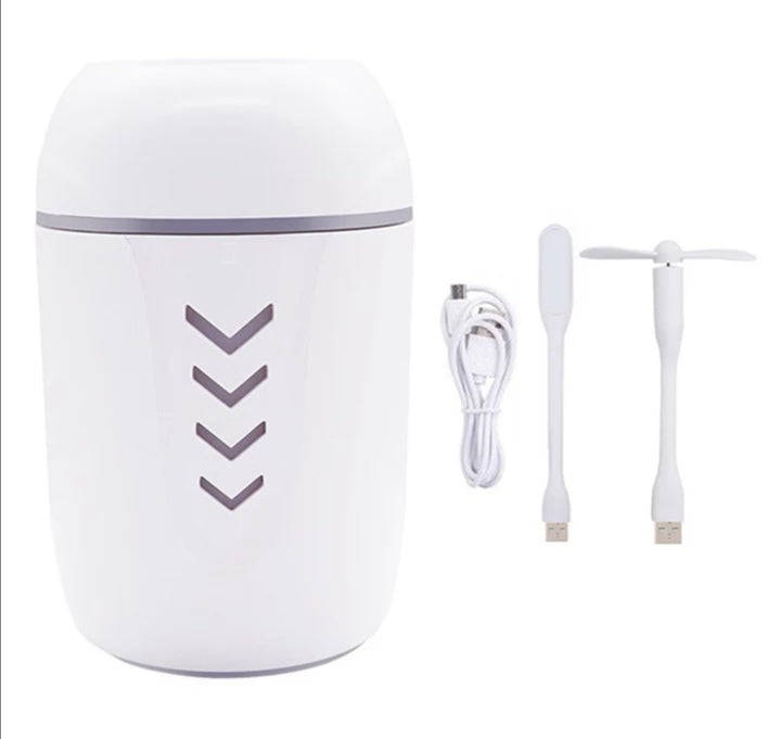 200ml 3 in 1 Fresh Air Mist Humidifier USB Powered LED Night Light Mini Desk Fan