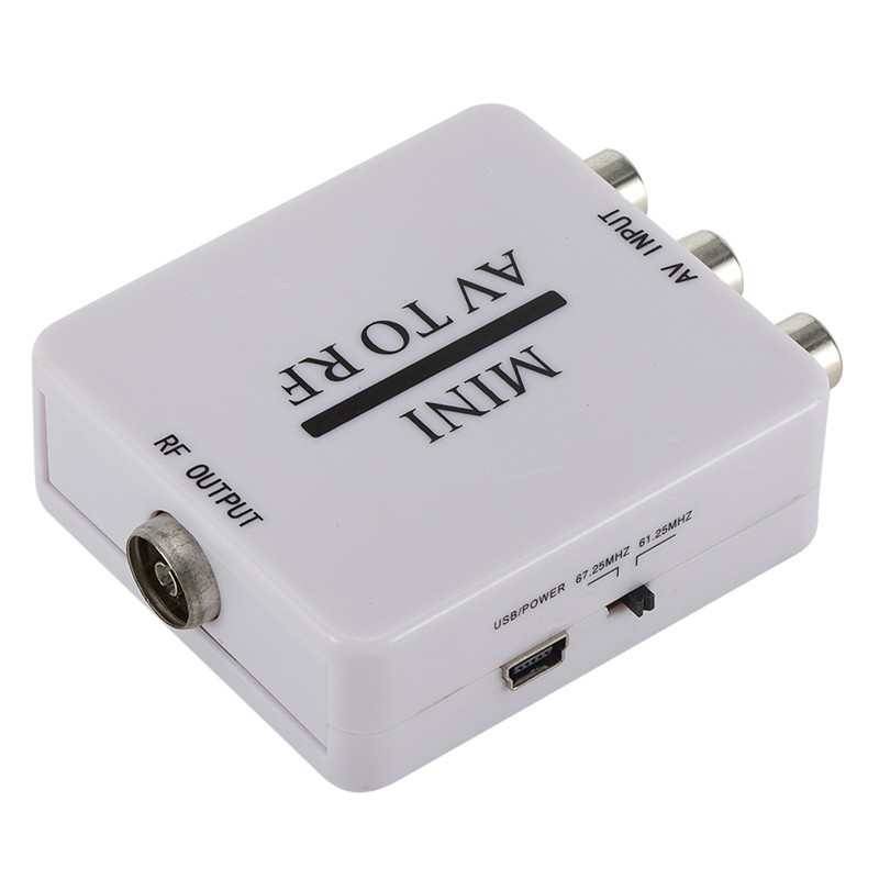 HD Video Converter Box RCA AV CVSB to RF Video Adapter Converter Supports For MHz 61.25 67.25 TV ...