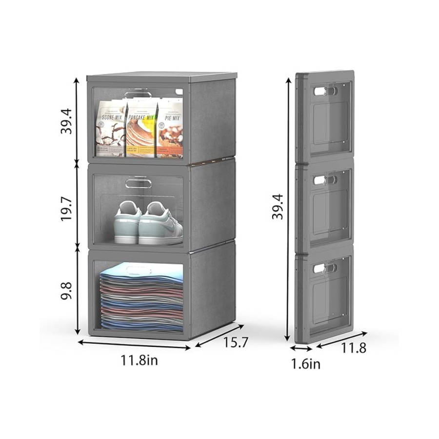 Homemax Plastic Shoe Rack  4-Tier Storage Cabinet with Translucent Doors