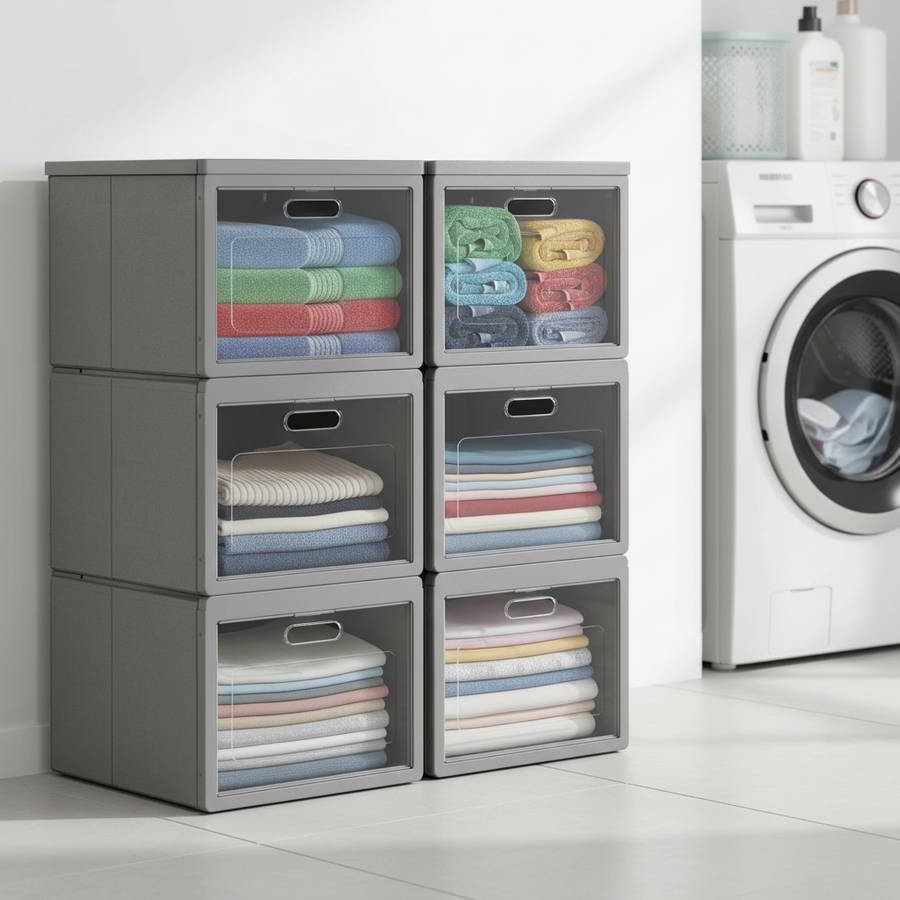 Homemax Plastic Shoe Rack  4-Tier Storage Cabinet with Translucent Doors