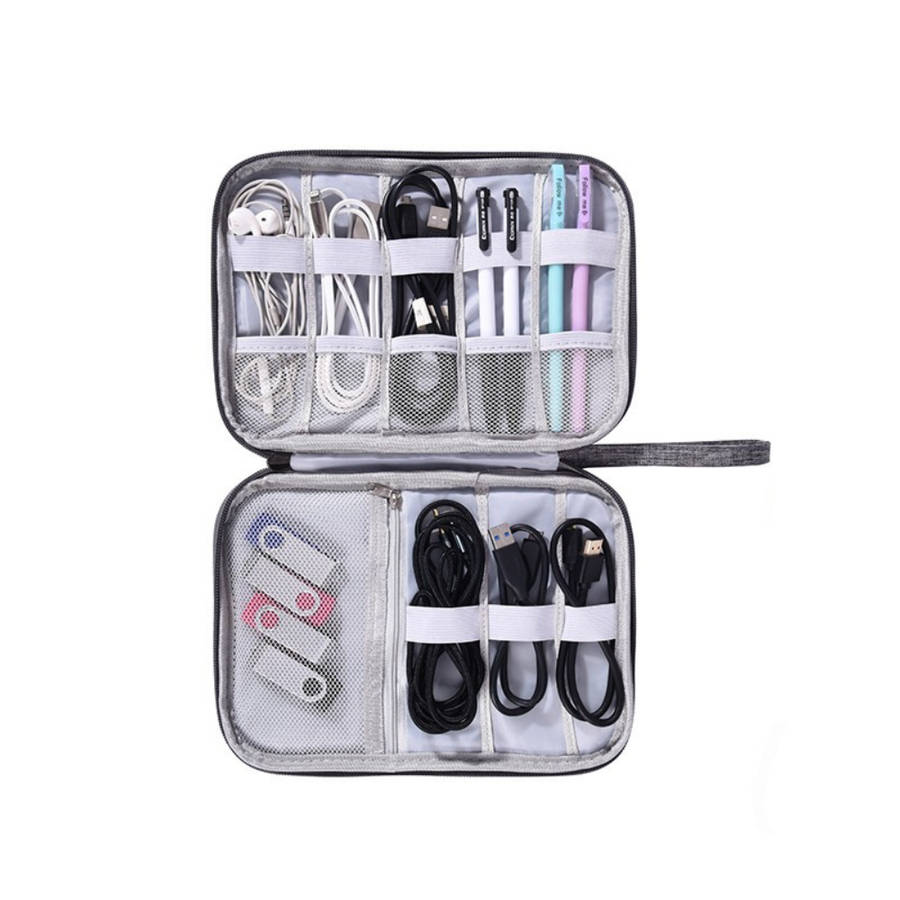 Mason Cable Organizer Bag Small | Grey + Polartec 65W PD Dual Port Charger with Cable